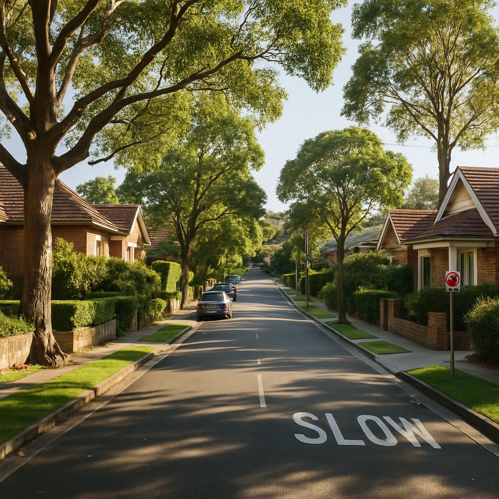 Leafy North Shore Sydney streetscape with established houses and village feel