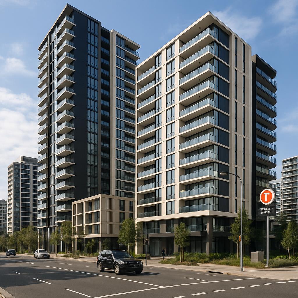 Modern apartment precinct in Macquarie Park near transport and retail