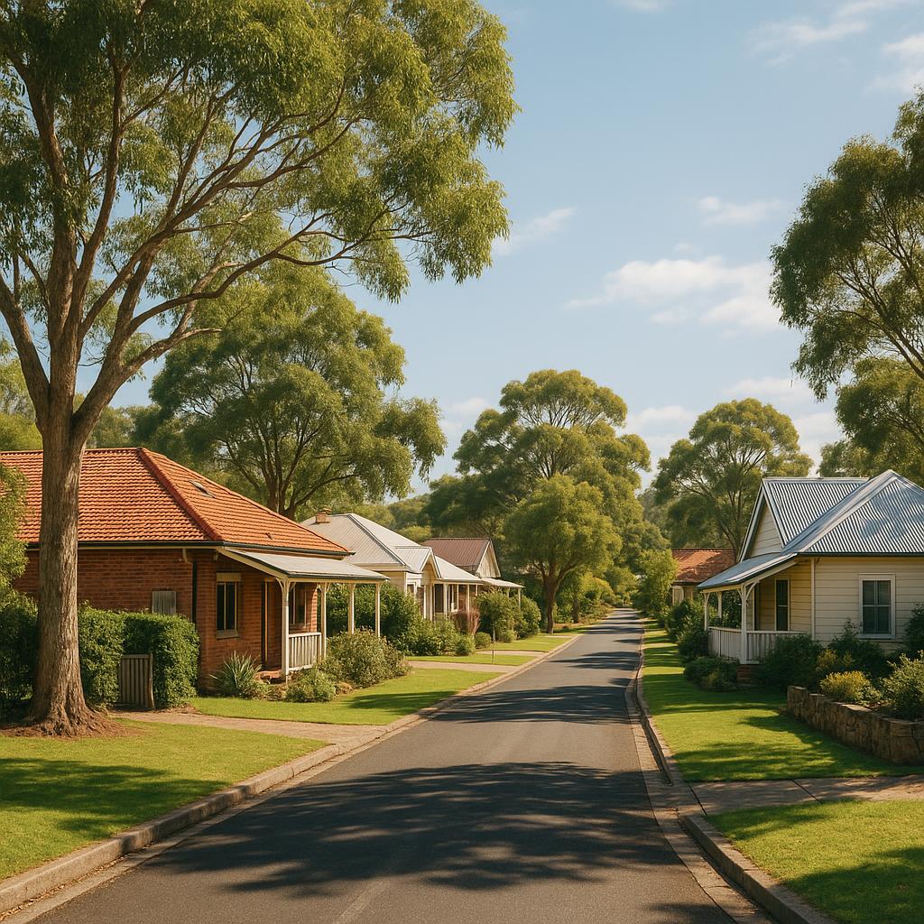 Margaret River WA residential streetscape with detached homes and leafy regional character