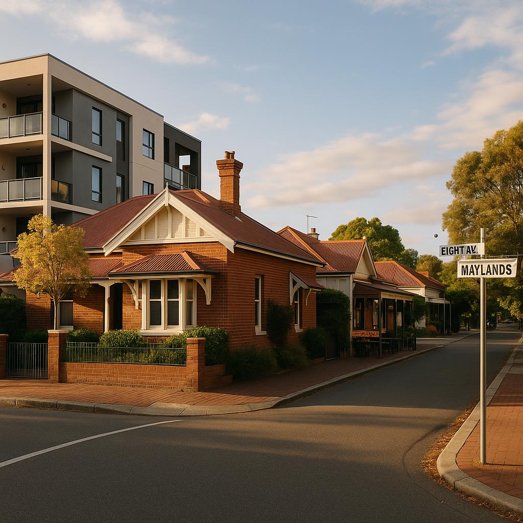 Maylands WA streetscape showing mixed housing near inner Perth