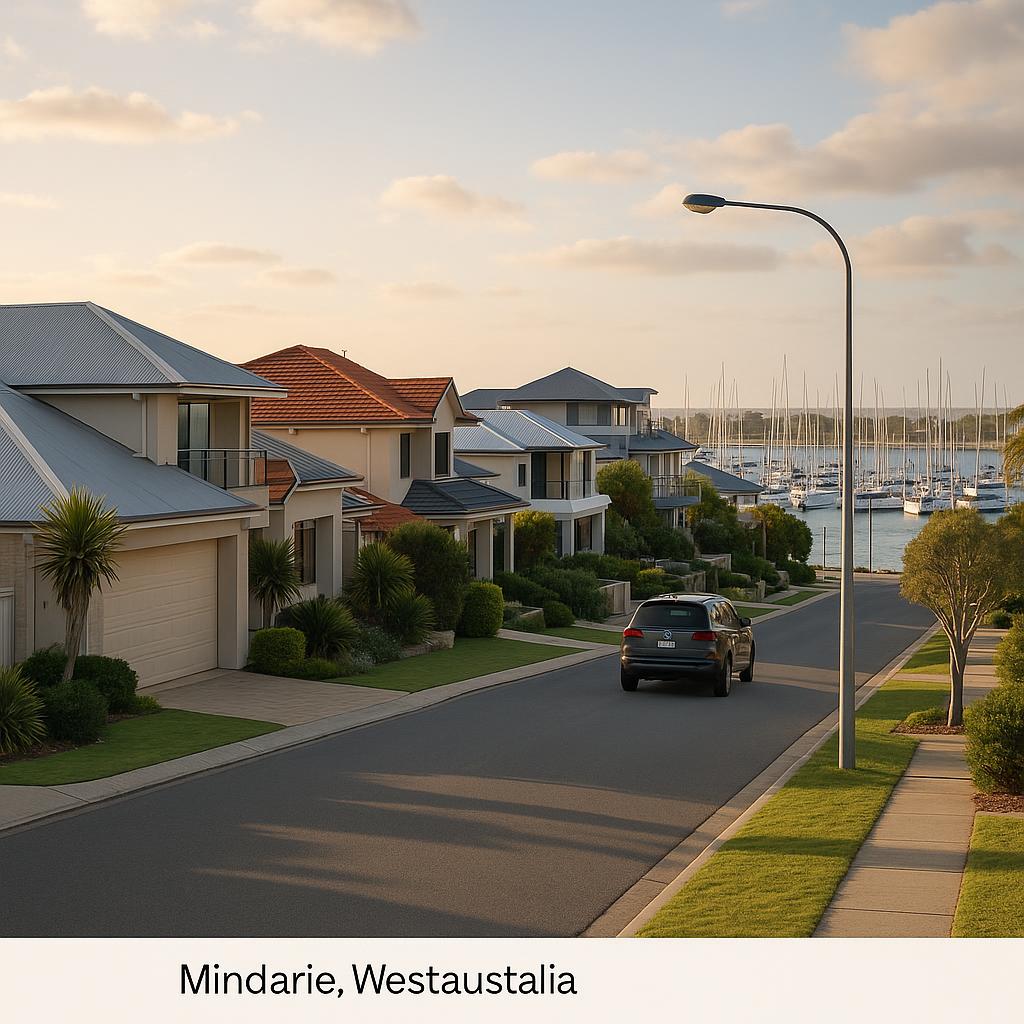 Mindarie WA coastal suburban streetscape with modern homes