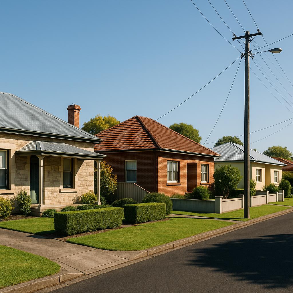 Photorealistic regional SA streetscape with established homes in Mount Gambier
