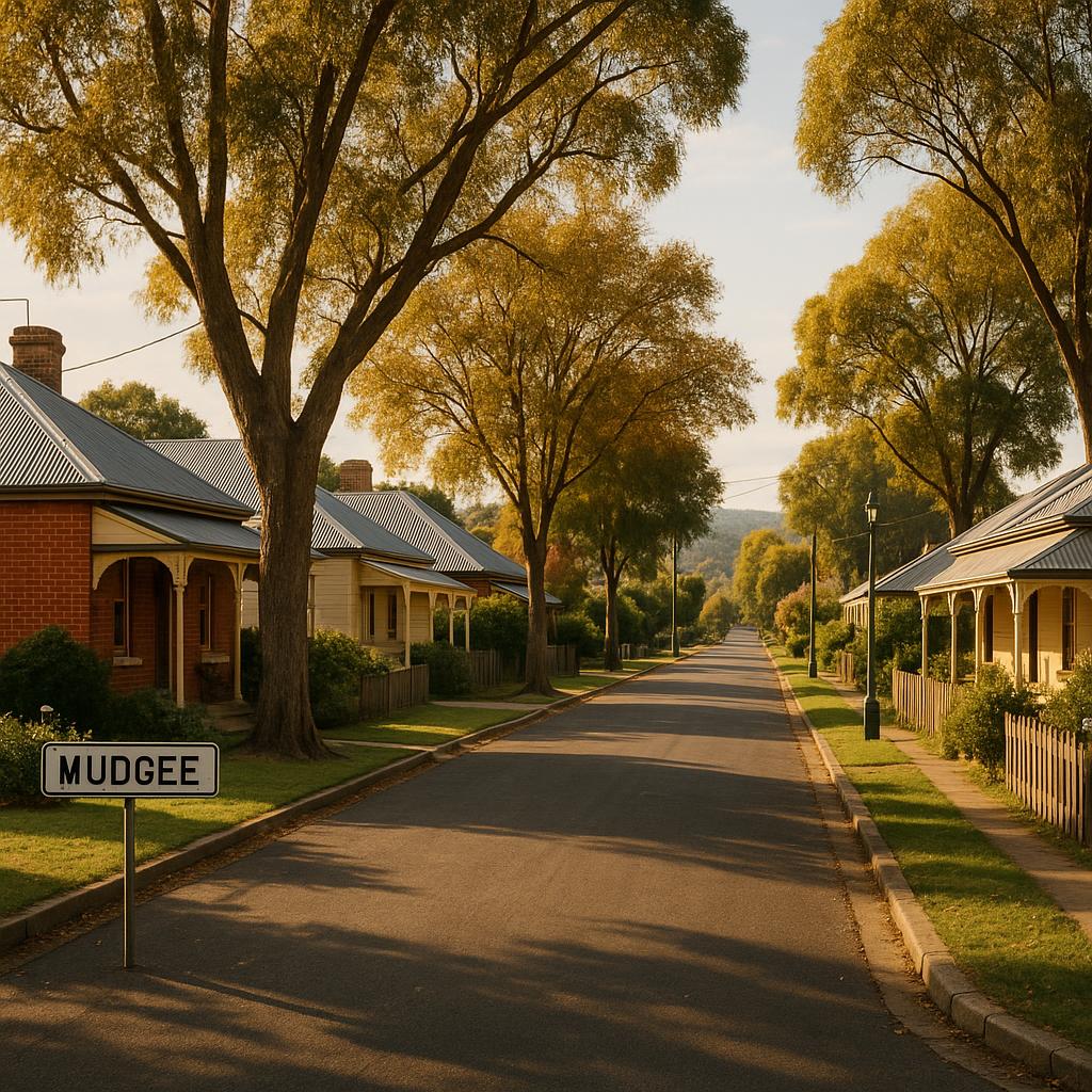 Mudgee NSW streetscape with detached homes and a regional township feel