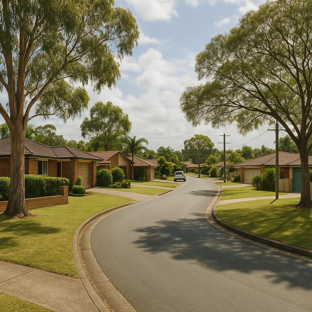 Established Nerang street with family homes and trees