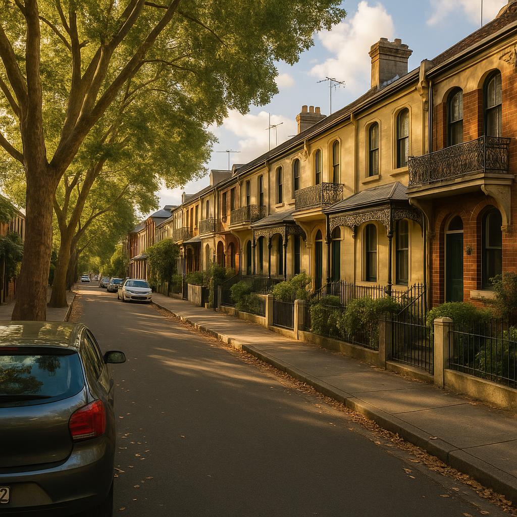 Newtown NSW terrace streetscape with character homes and leafy inner-west feel