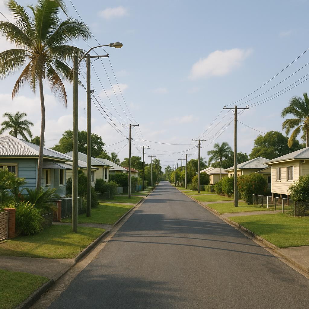 Established North Mackay residential street with older homes and tropical greenery