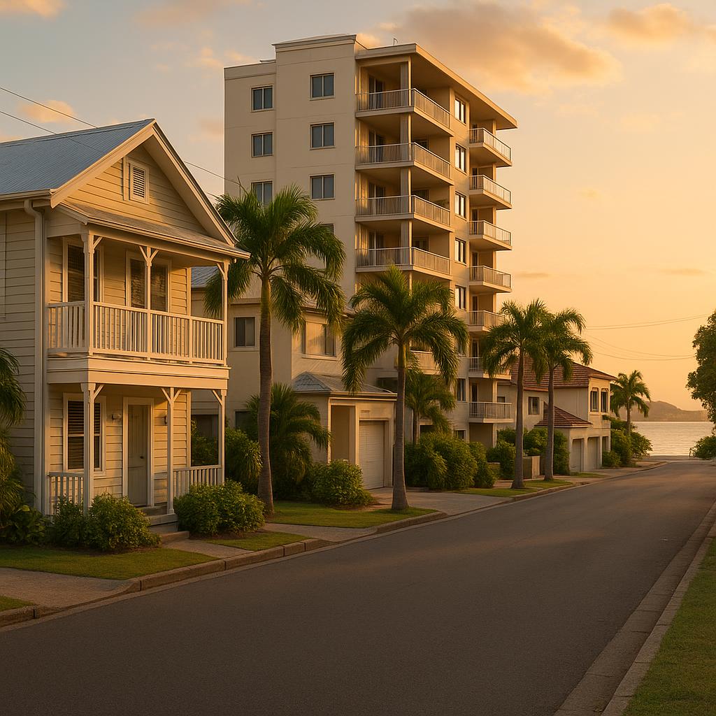 North Ward Townsville coastal streetscape with apartments and townhouses