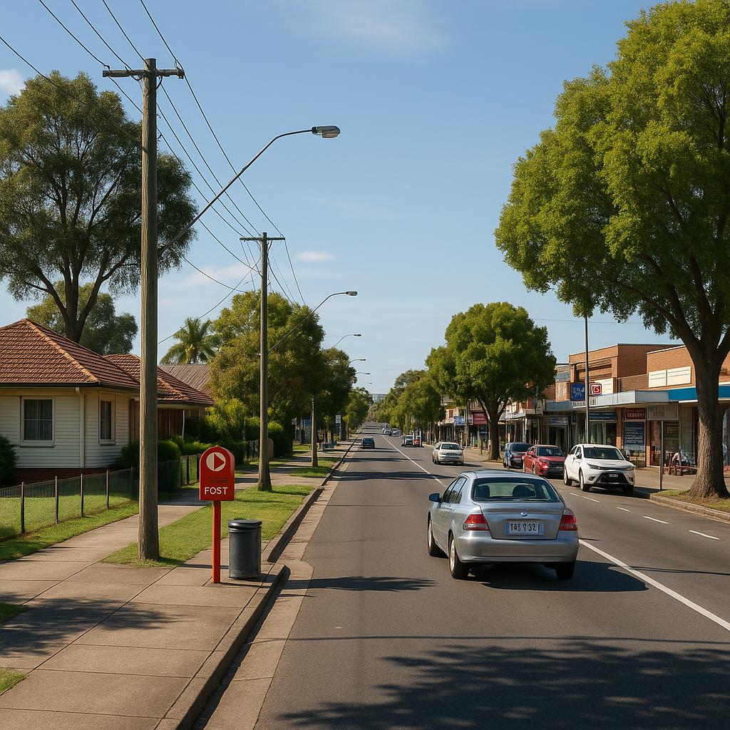 Nowra NSW regional streetscape with houses and everyday amenities