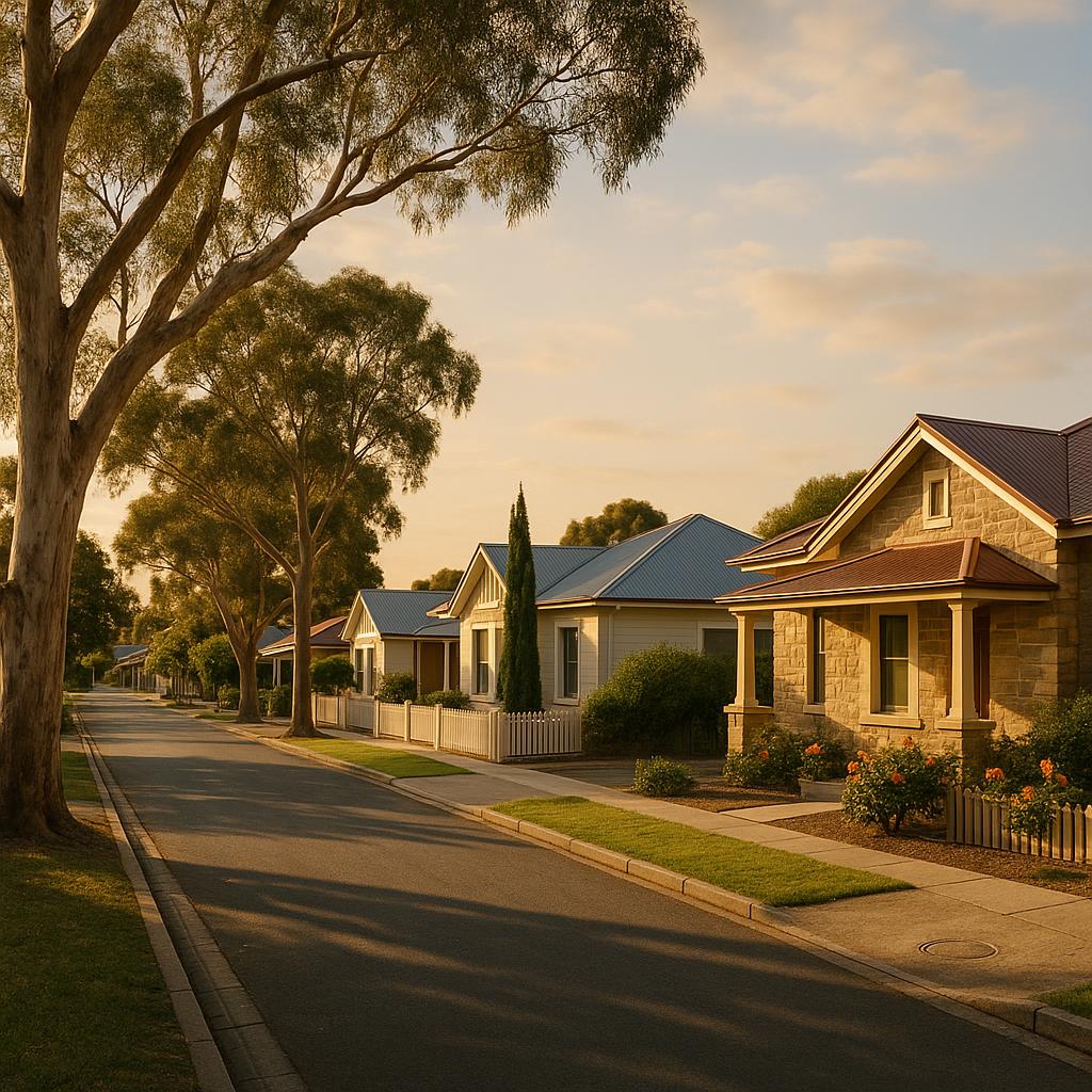Tidy Nuriootpa residential street in warm regional light