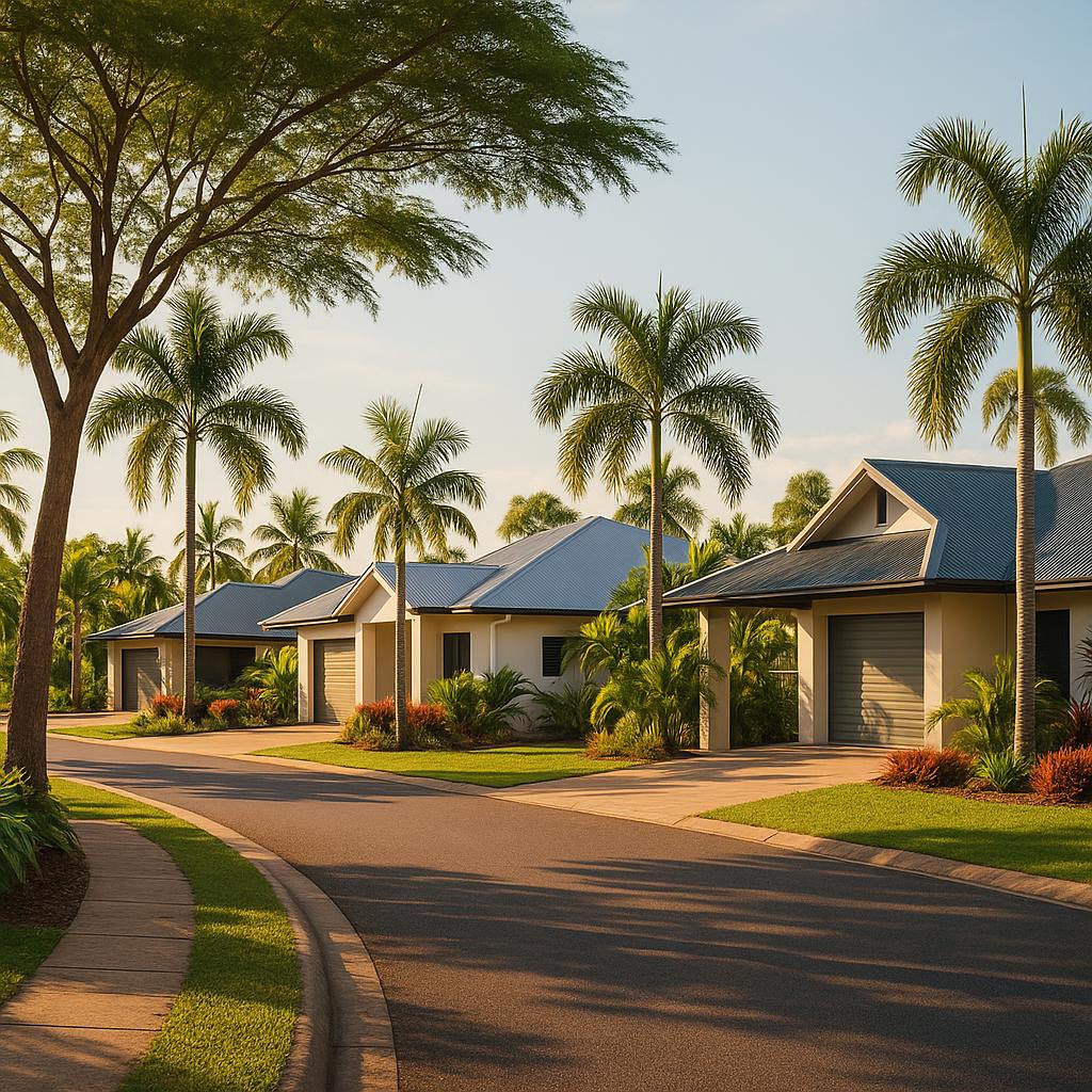 Modern Palmerston NT suburban homes with tropical landscaping