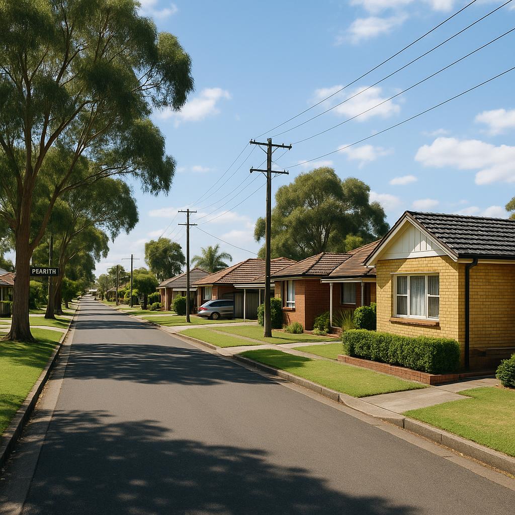 Penrith NSW suburban streetscape with homes and trees