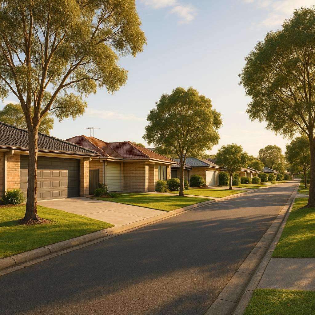 Tidy Redbank Plains suburban streetscape with detached homes