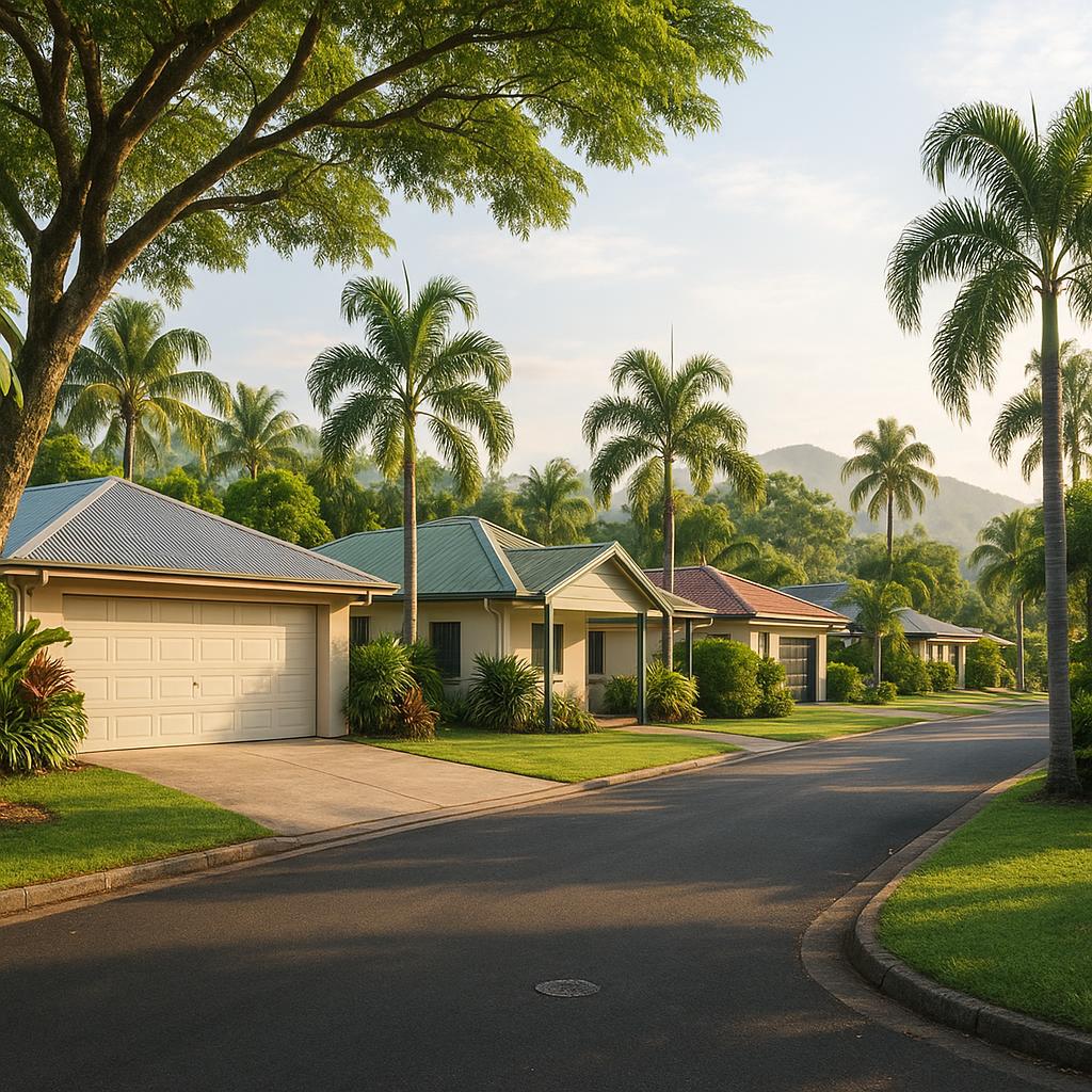Leafy Redlynch Cairns suburban street with detached homes