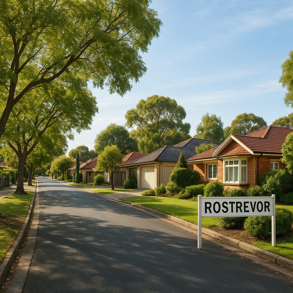 Leafy Rostrevor SA street with established homes