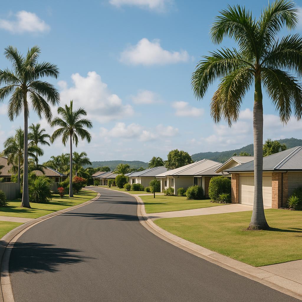 Rural View suburban street with detached homes in Mackay region