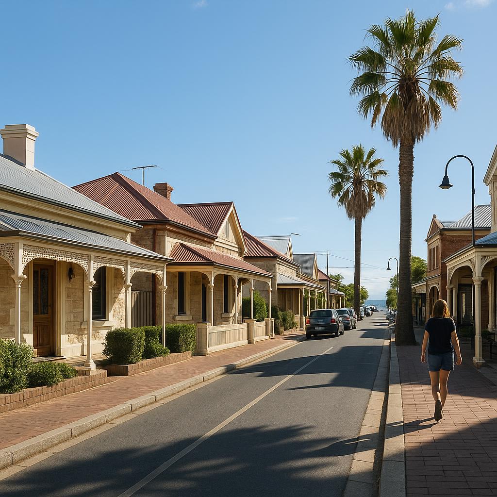 Semaphore coastal street with heritage homes and relaxed walkable feel