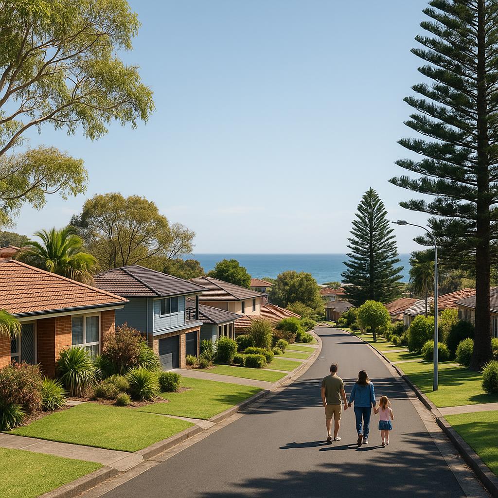 Shellharbour coastal suburb streetscape with family homes