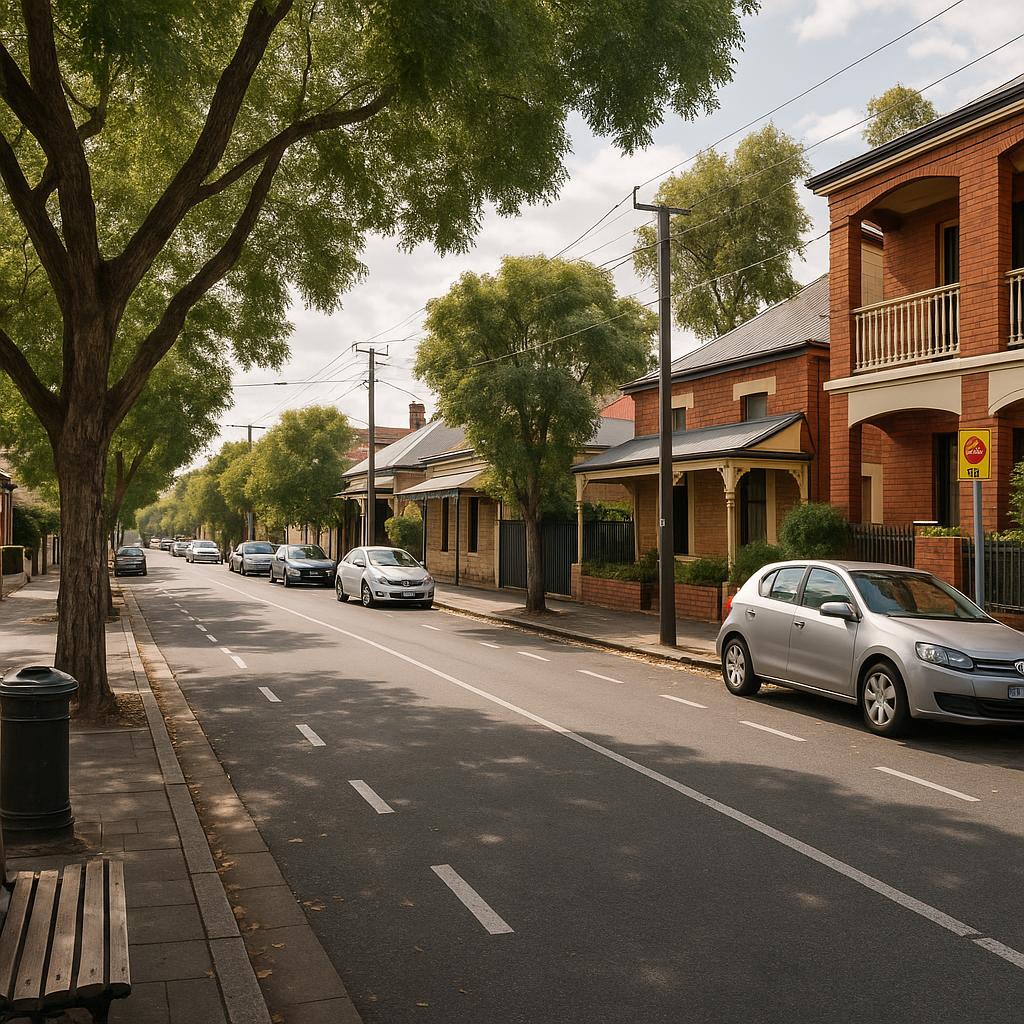 Established Adelaide street with mixed housing and urban amenity