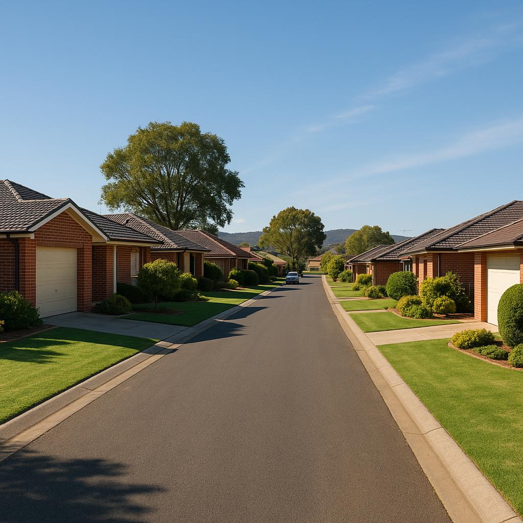 Tamworth NSW residential streetscape with tidy family homes and a regional property feel