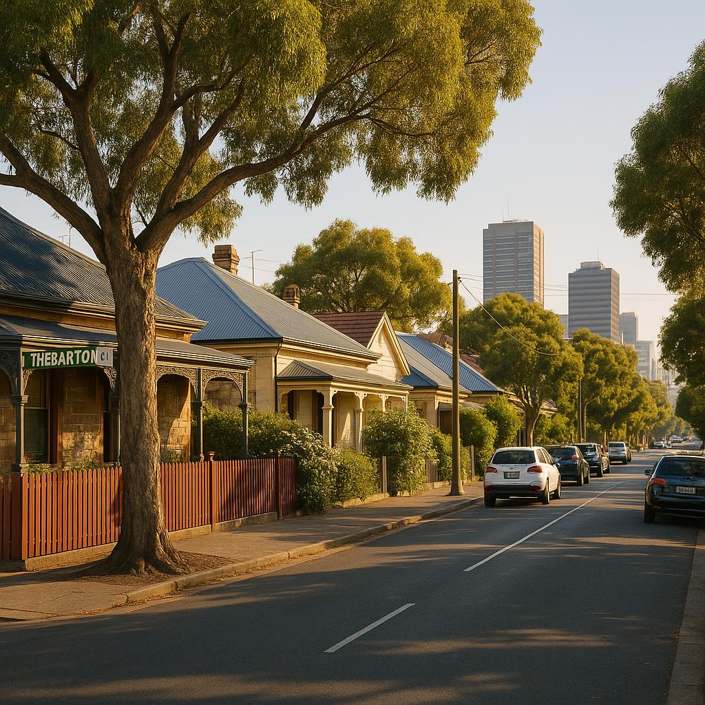 Thebarton SA inner-west streetscape with character homes