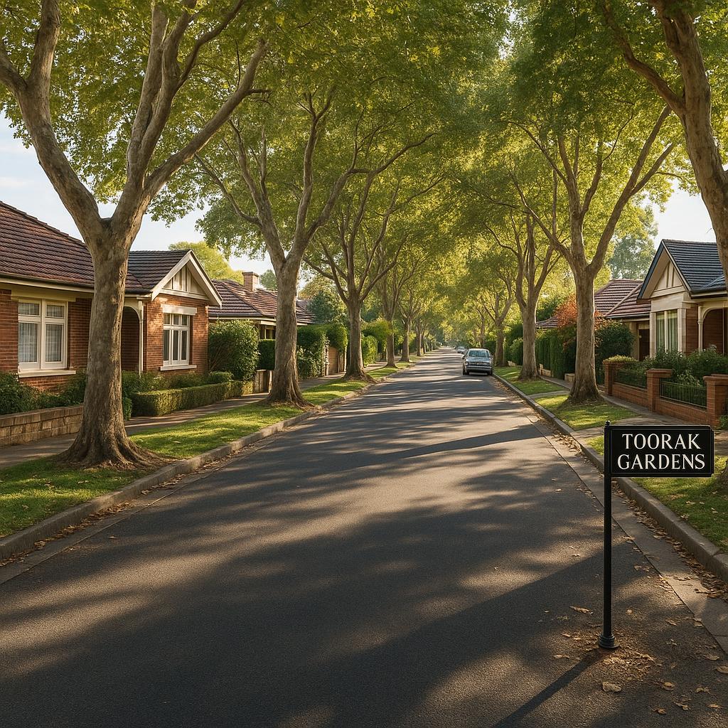 Leafy Toorak Gardens street with established homes and mature trees
