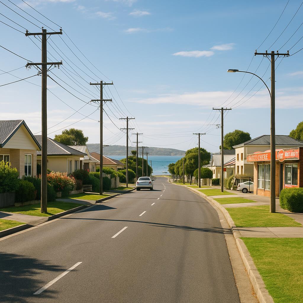 Victor Harbor coastal streetscape with homes and amenities