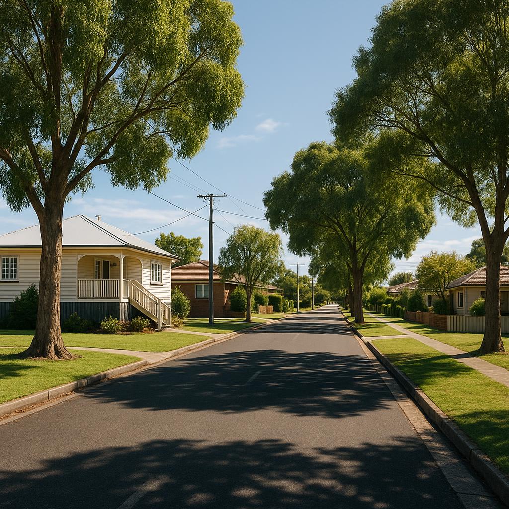 Warwick QLD regional streetscape with detached homes