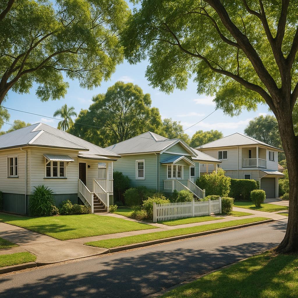 Established leafy suburban street in Wavell Heights, Brisbane.