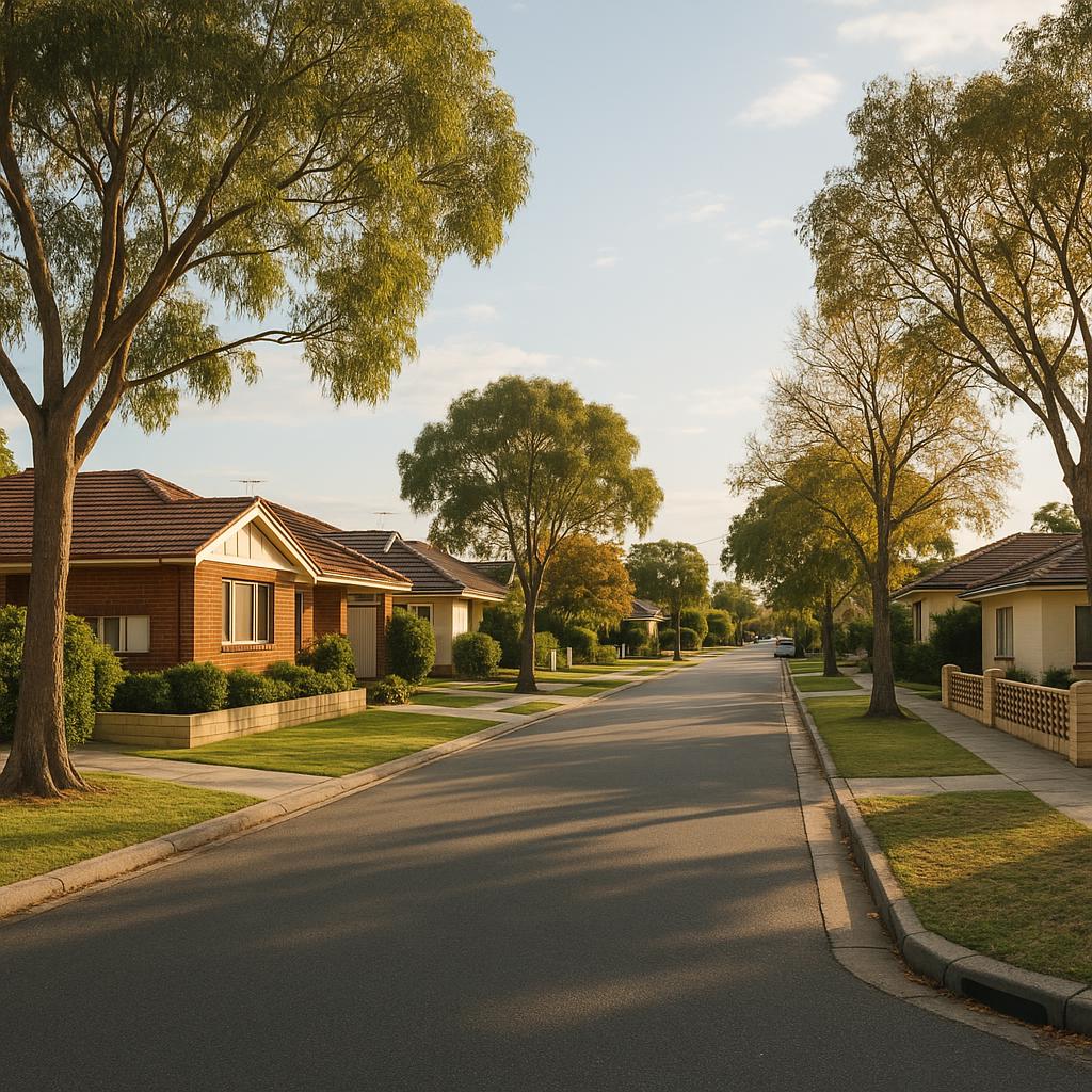 Established residential street in Yokine WA with mature trees