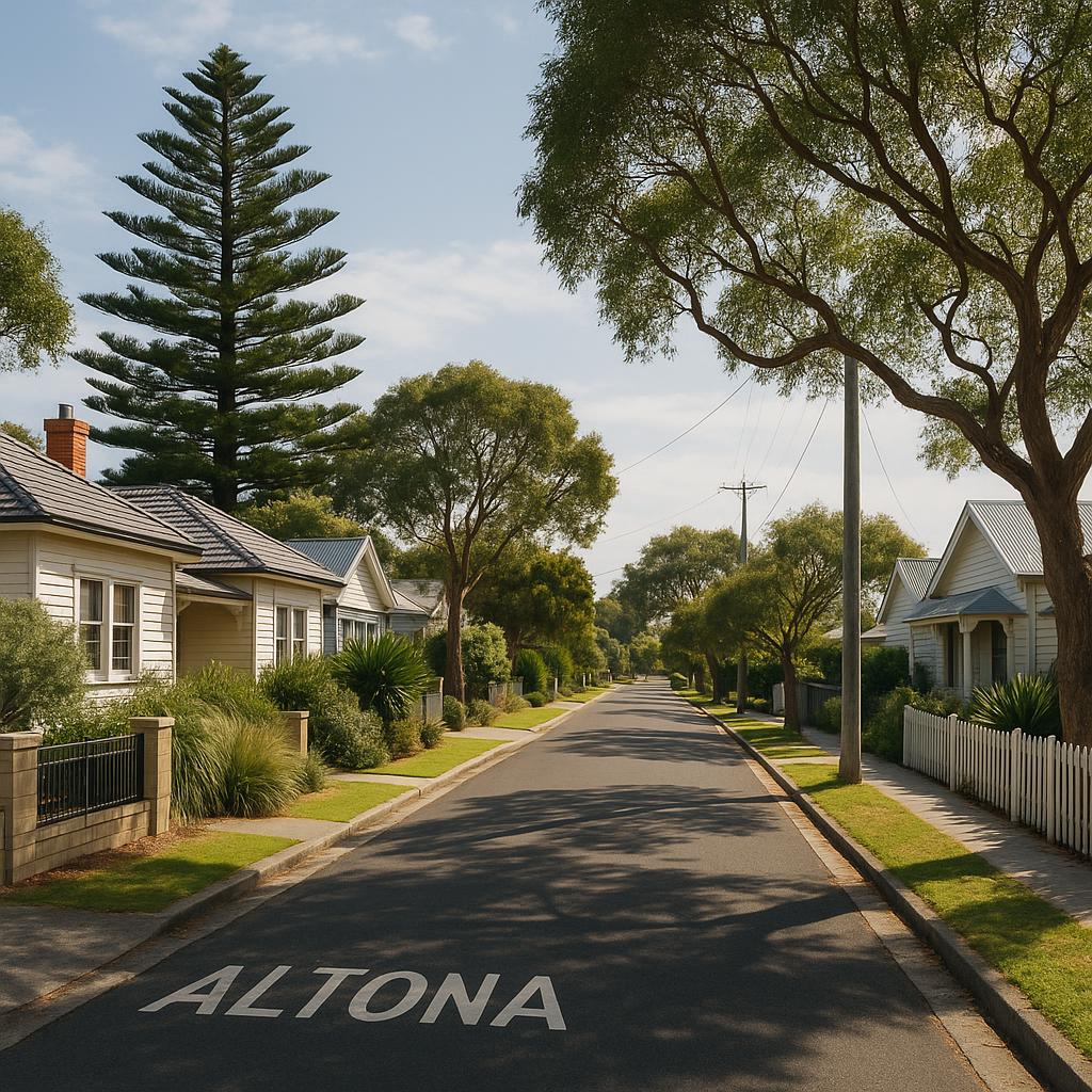 Quiet Altona VIC residential street with established homes and bayside character