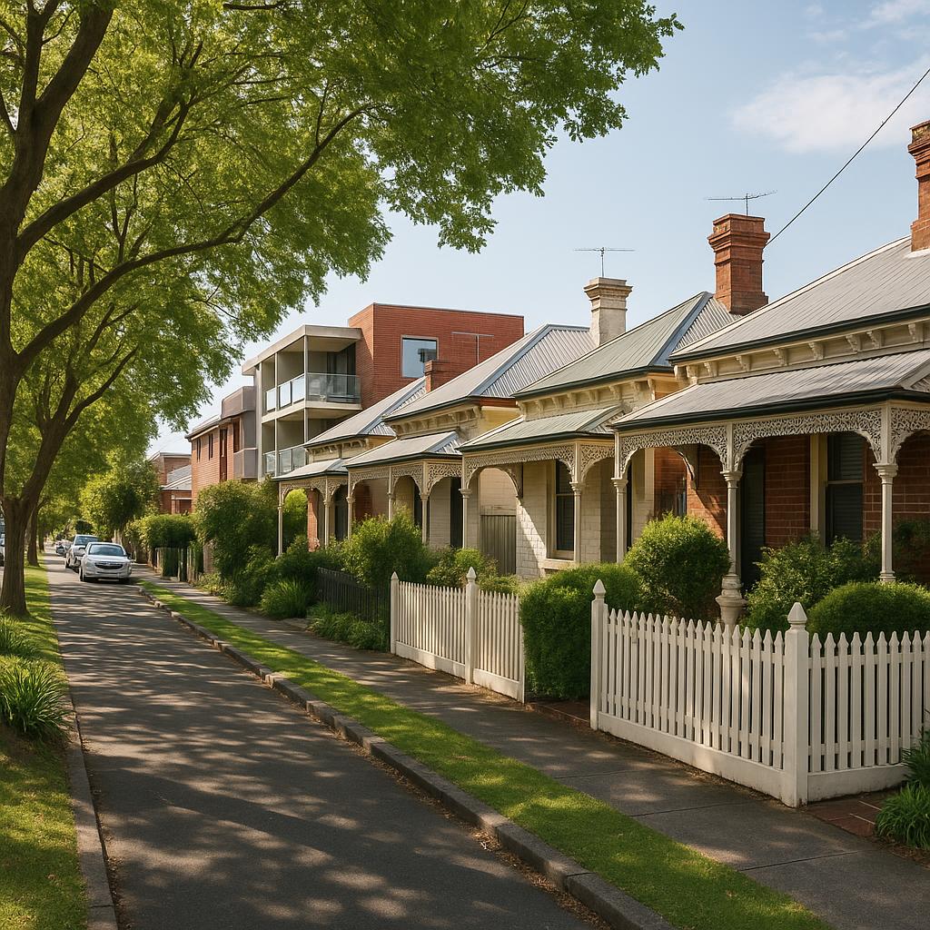 Ascot Vale streetscape with period homes and low-rise apartments