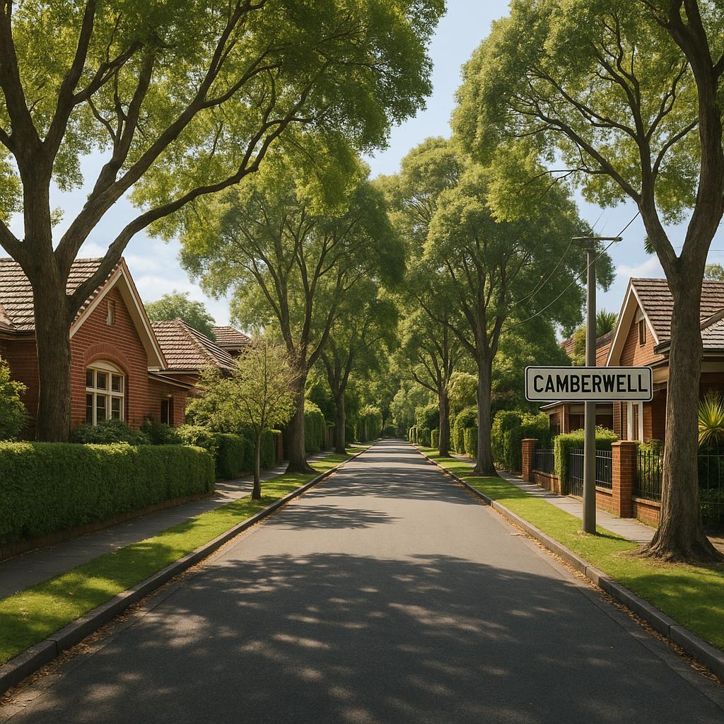 Leafy Camberwell VIC streetscape with established homes