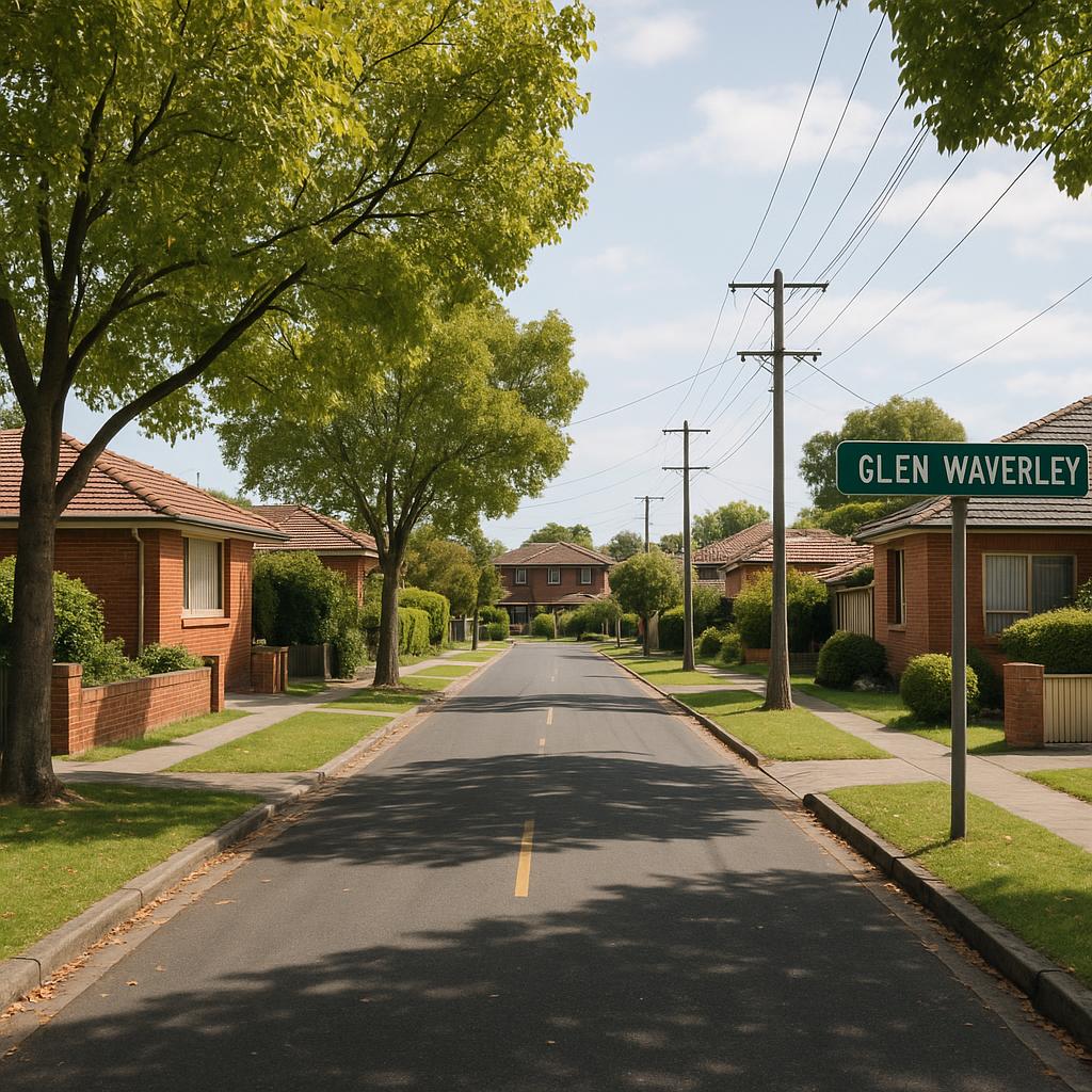 Glen Waverley suburban streetscape with established homes and leafy road