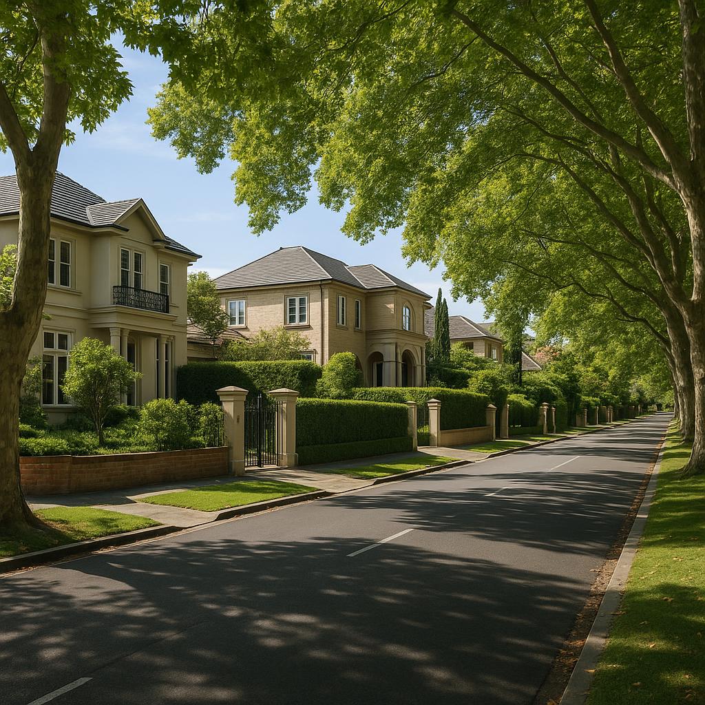 Leafy Kew VIC street with established homes and premium inner-east character
