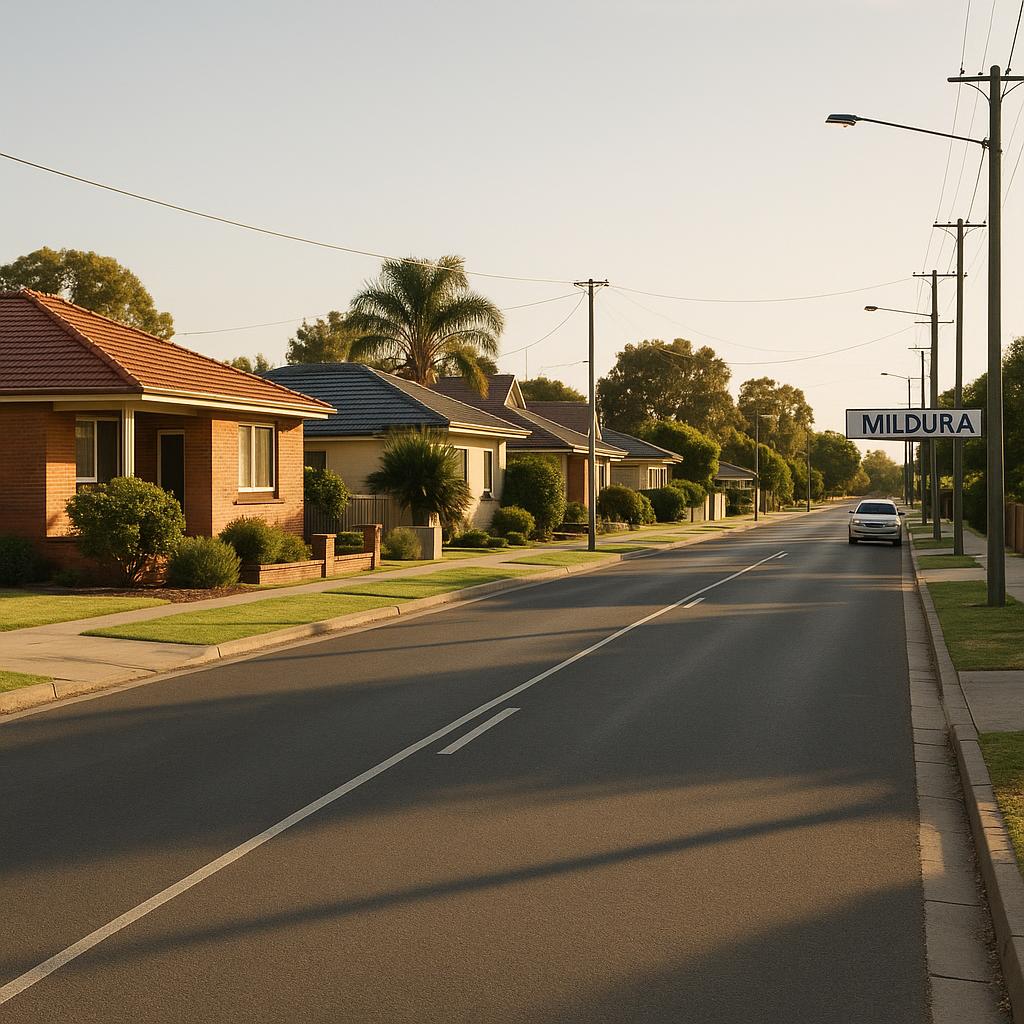 Mildura VIC regional streetscape with established homes and wide roads