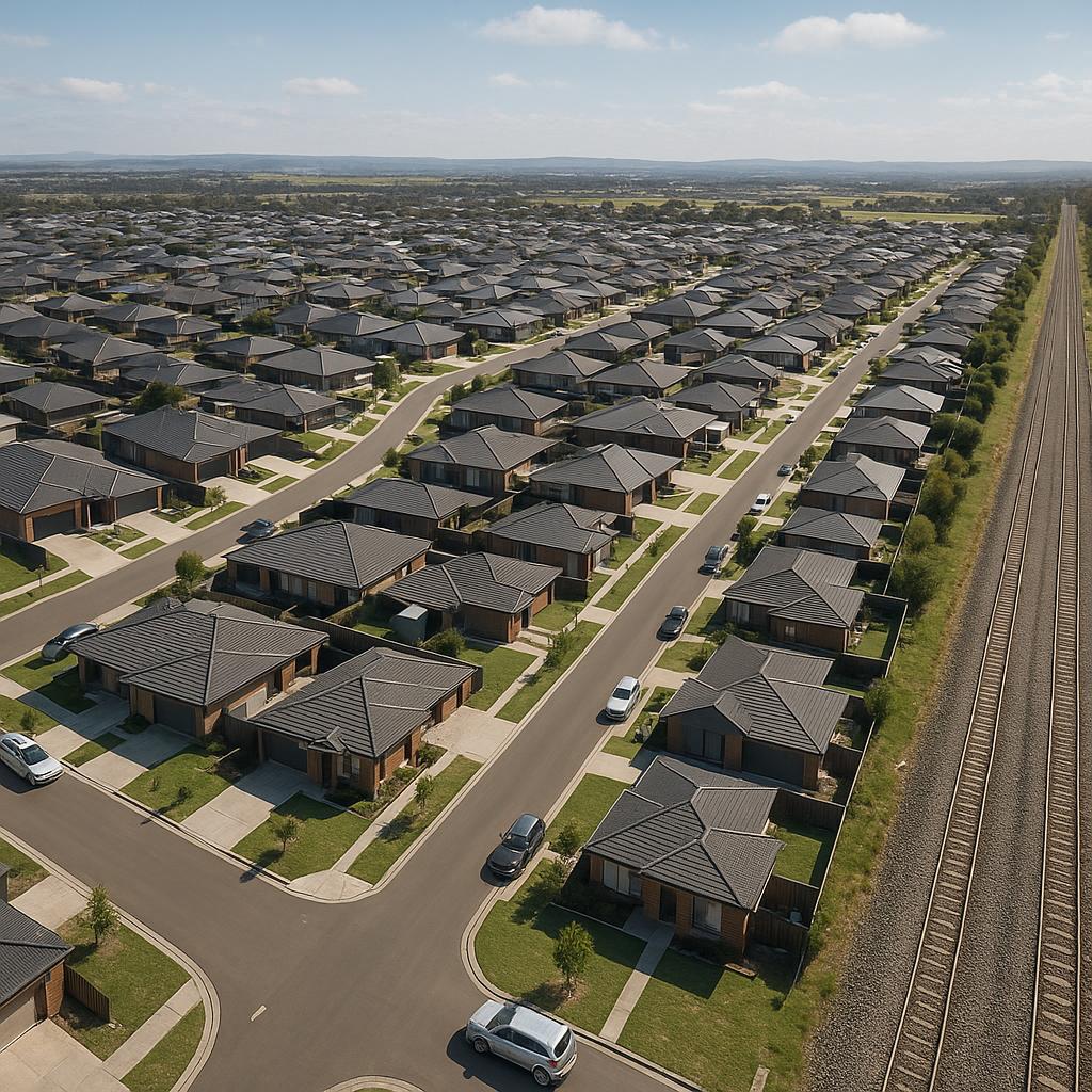 Aerial view of a modern suburban growth area in Pakenham VIC