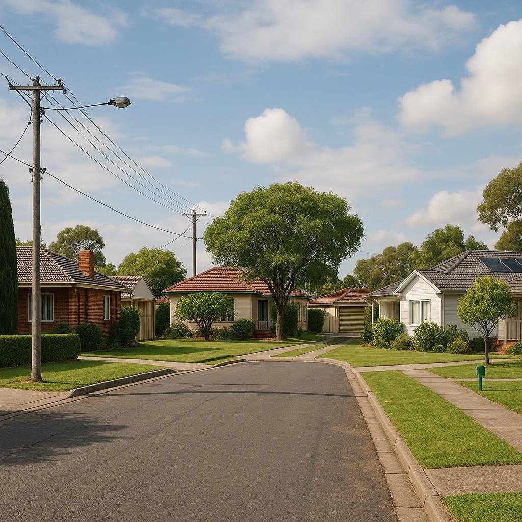 Shepparton regional streetscape with established homes