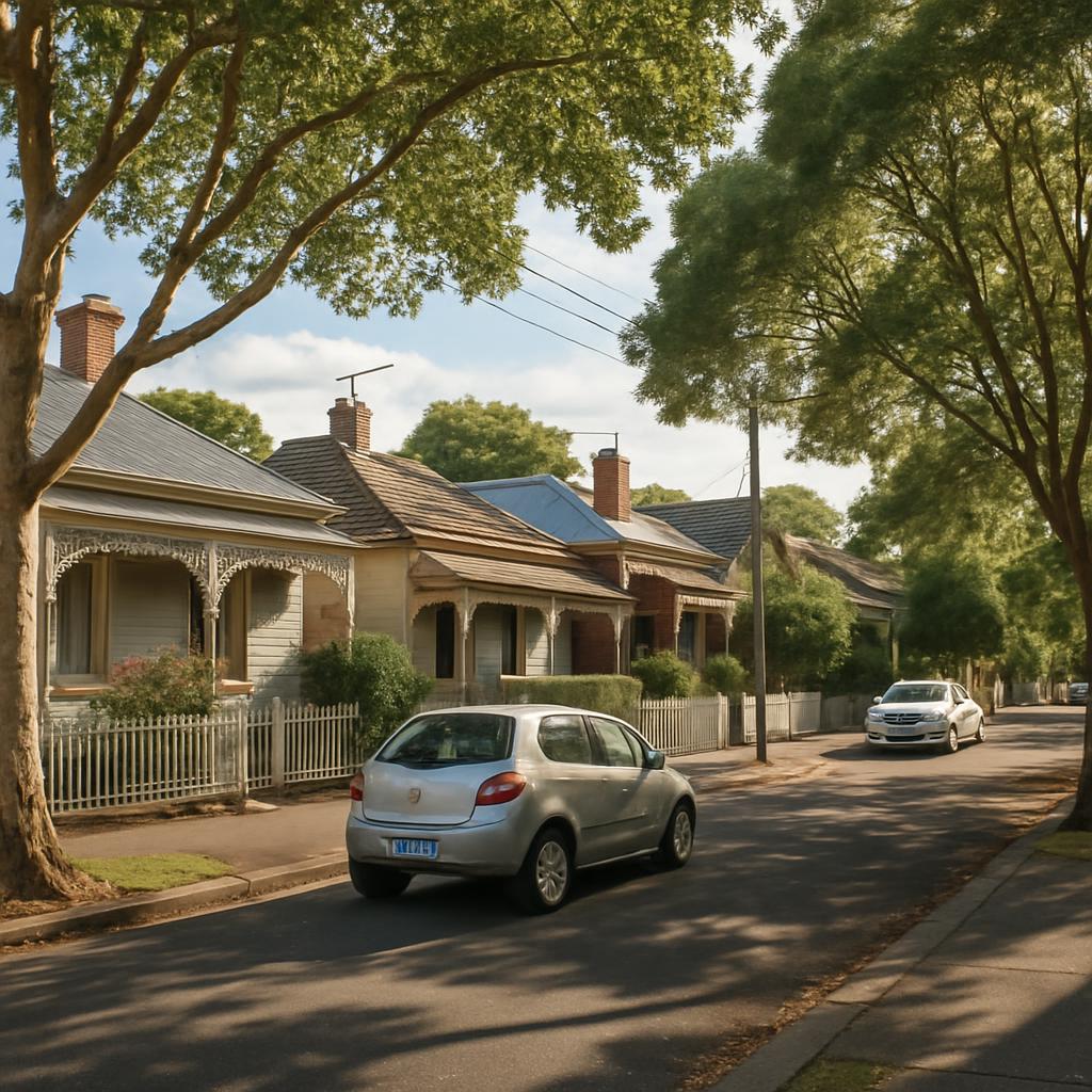 Established inner-west Melbourne streetscape with period homes and trees