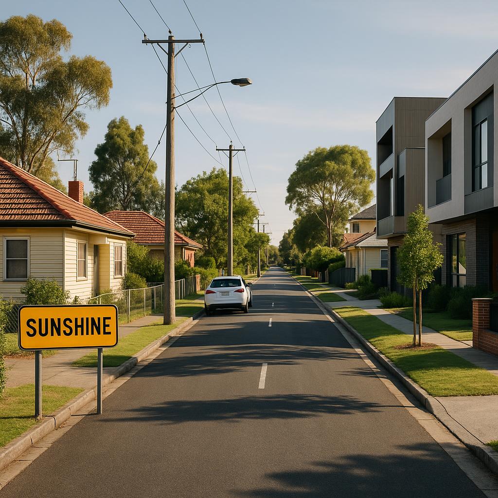 Sunshine VIC streetscape with mixed housing in Melbourne's west