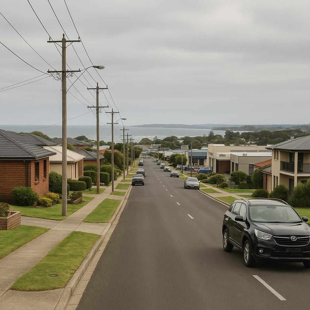 Warrnambool VIC coastal regional streetscape near everyday services