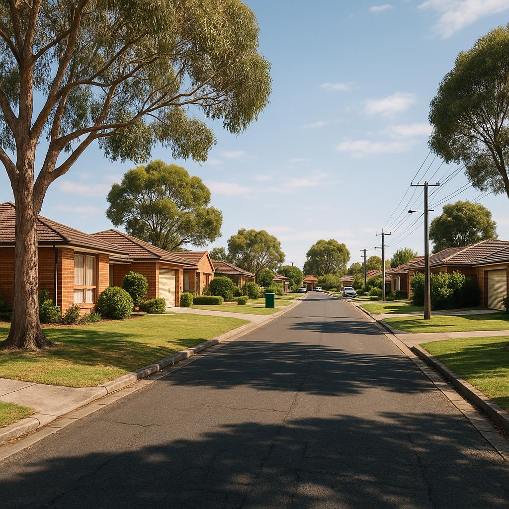 Typical Werribee suburban street with detached homes